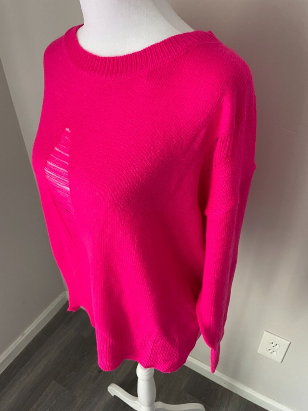 Pink Distressed Sweater - Picture 3 of 6